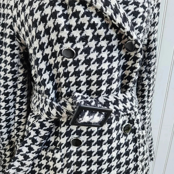 AliceBlue Houndstooth Black Ivory Woven Double-Breasted Blazer Jacket Unlined XL - Picture 3 of 15